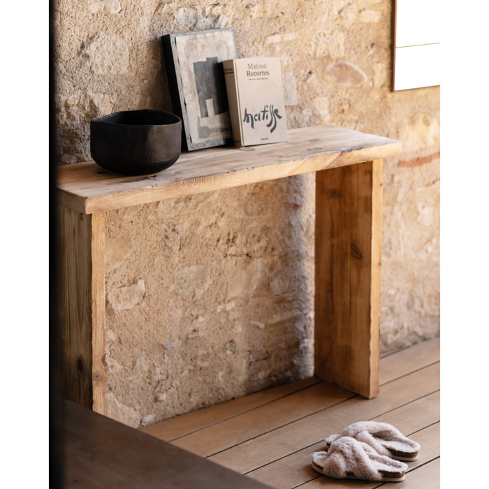 Consola rústica de madera maciza de 109x80cm Alto: 80 Largo: 109 Ancho: 29