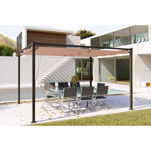 Pergola autoportante 3 x 4 m en acier avec toile taupe MEDELIN