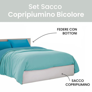 Intrecci Parure Copripiumino Bicolore 100% Cotone Singolo