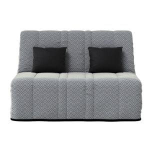 Banquette convertible Gaia, matelas Simmons, 160 x 200 cm, 2 coussins offerts, Geometrik Gris
