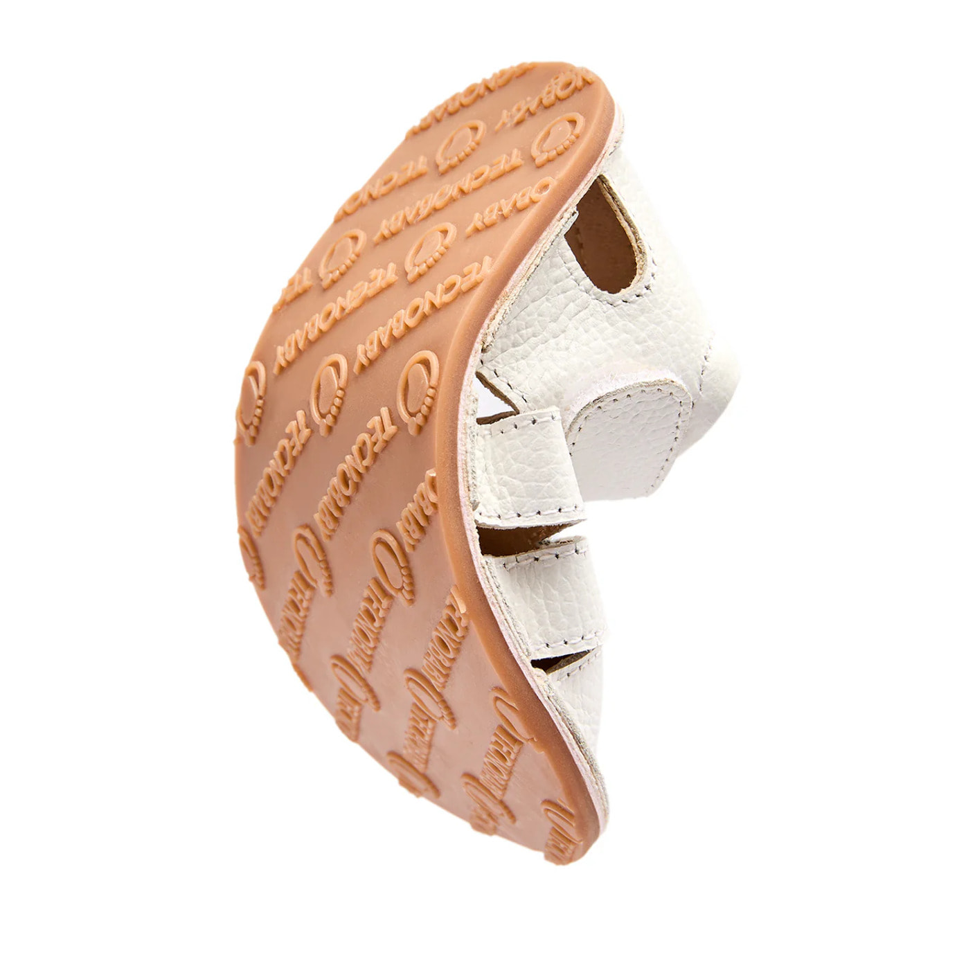 Eleganti sandali chiusi per neonati, di colore beige.