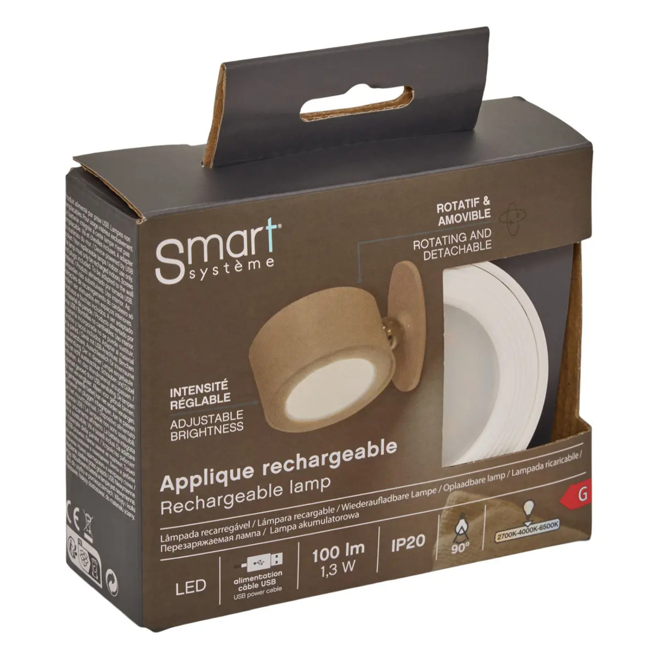 Lampe LED amovible à batterie blanc