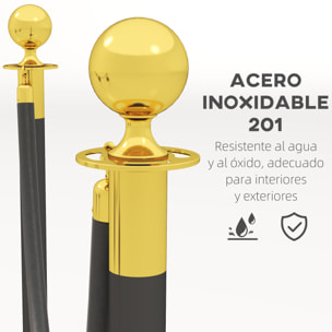 Postes Separadores de Acero Inoxidable de 2 Piezas, 96 cm de Altura, Base Hueca de Inyección de Agua, 2 Cuerdas de Terciopelo Negro de 1,5 m, para Teatro, Fiesta, Boda, Negro