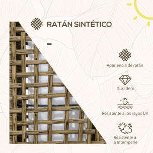 Linterna de Jardín de Ratán Sintético Farola Solar con Luces LED Encendido y Apagado Automático para Terraza Balcón Patio 15,5x15,5x69 cm Arena