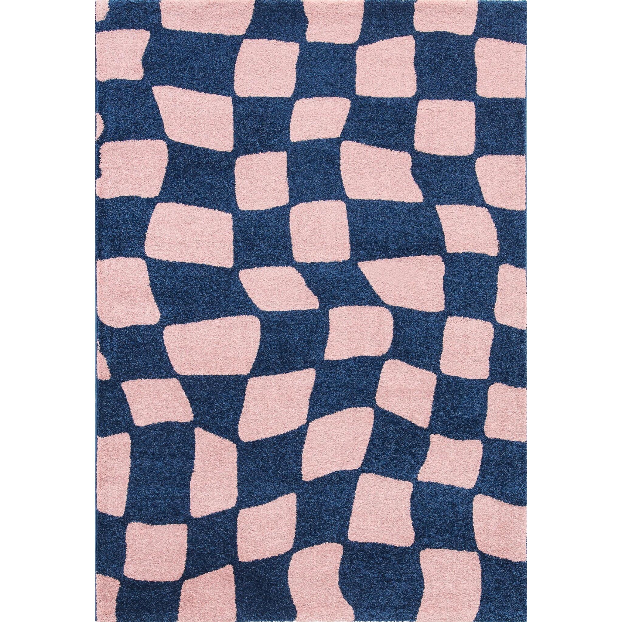 GROOVY - Tapis rétro coloré style seventies - Confortable et moelleux - Bleu