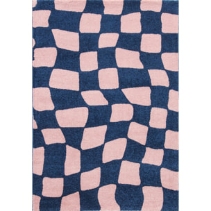 GROOVY - Tapis rétro coloré style seventies - Confortable et moelleux - Bleu