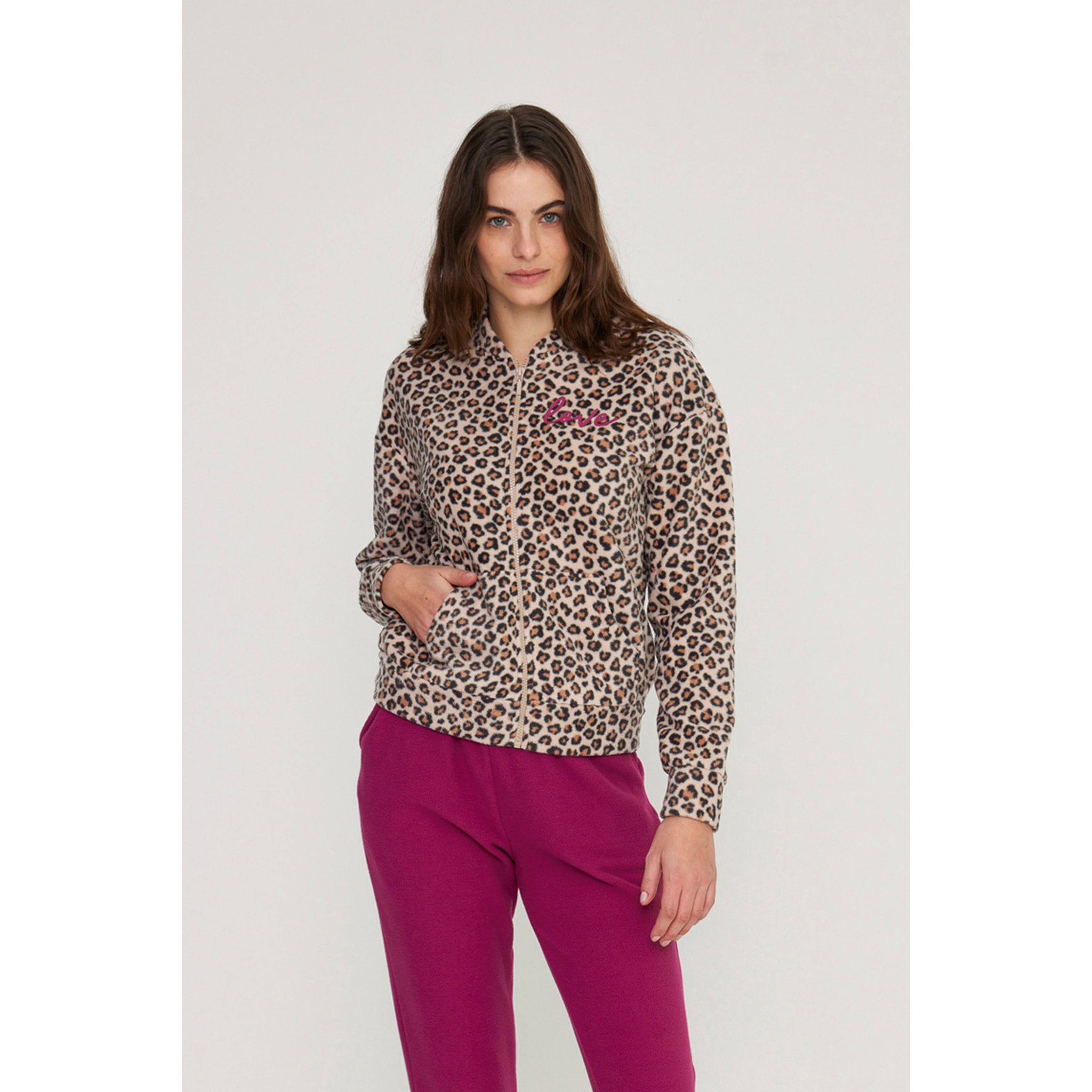 Completo donna sleep in pile con zip Noidinotte