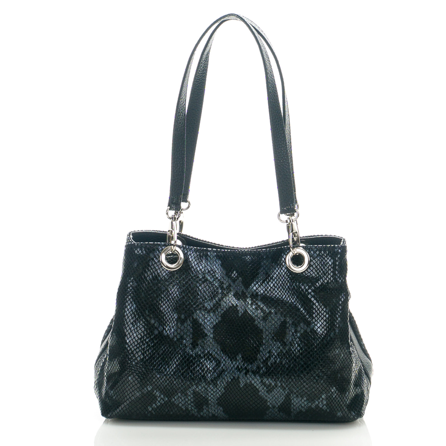 Borsa Donna in vera pelle Made in Italy colore Nero dimensioni cm 30x27x12