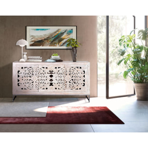 Aparador de Madera de Mango Estilo Étnico Boho Tallado