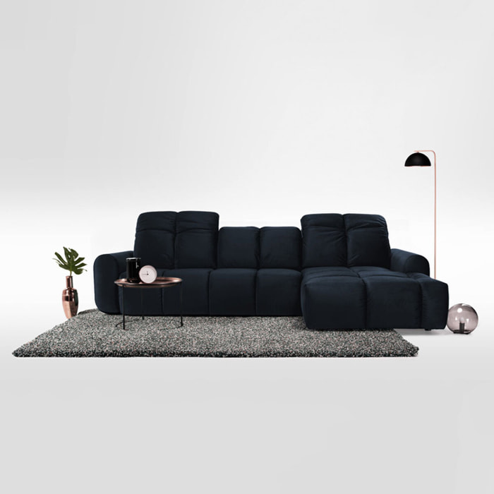 Canapé d'Angle Droit Velours Anacapri, 3 Places, Repose-têtes Ajustables, Style Contemporain