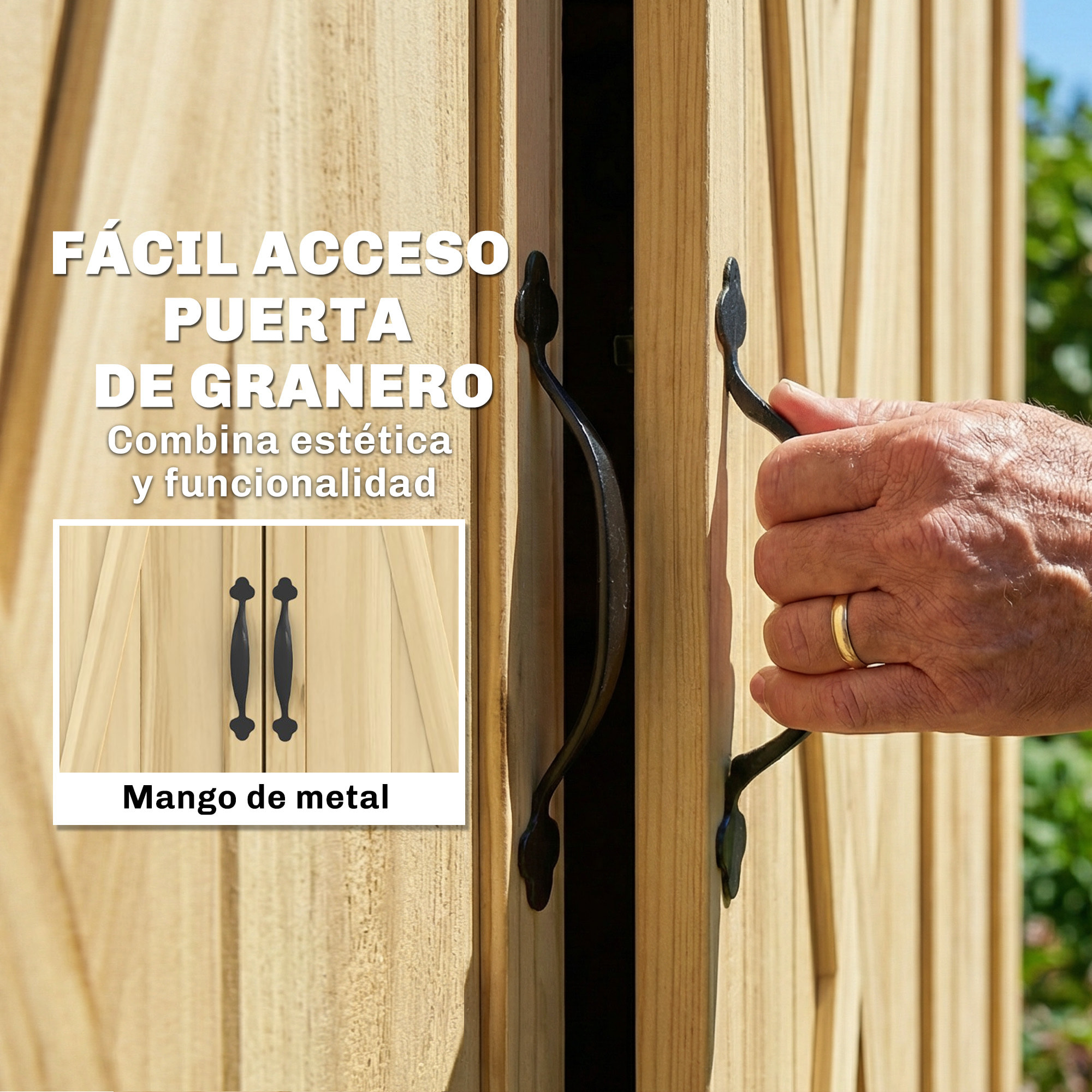 Caseta de Jardín de Madera 93x53x168 cm, Cobertizo Jardín Exterior, Armario Exterior para Herramientas con Puertas Bloqueables, 4 Estantes, Techo Asfáltico Inclinado y Ganchos, Madera Natural