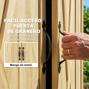 Caseta de Jardín de Madera 93x53x168 cm, Cobertizo Jardín Exterior, Armario Exterior para Herramientas con Puertas Bloqueables, 4 Estantes, Techo Asfáltico Inclinado y Ganchos, Madera Natural