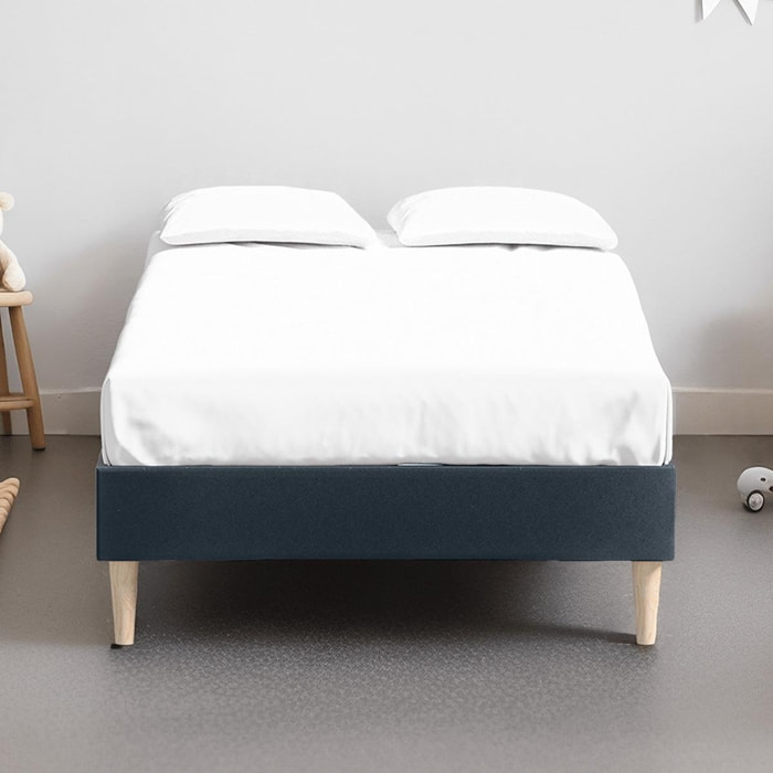 Ensemble lit adulte 140x190 cm en velours beige Dina + Matelas