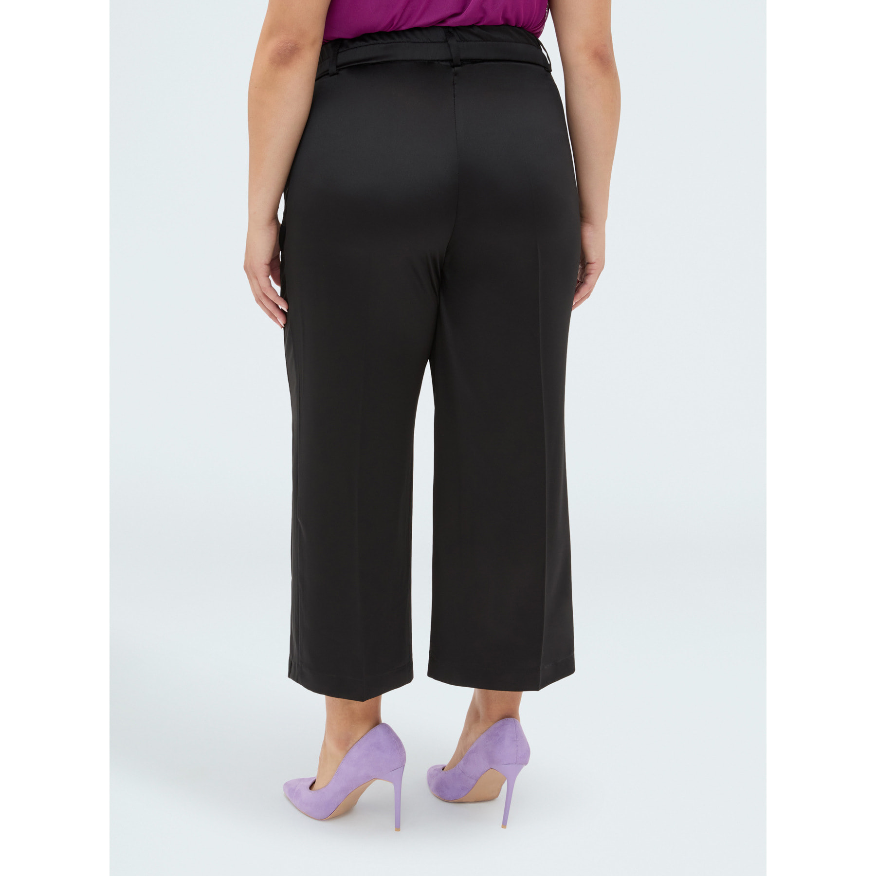 Fiorella Rubino - Pantalones cropped de raso - Negro