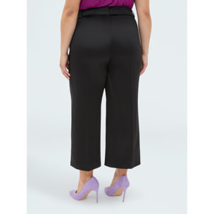 Fiorella Rubino - Pantalones cropped de raso - Negro