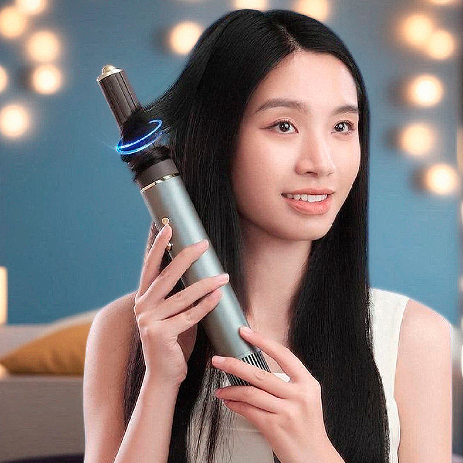 Stazione professionale di bellezza dei capelli ionica 5 in 1: asciugacapelli, arricciacapelli, lisciacapelli. Grande potenza di 1300W, 3 temperature e 3 velocità.