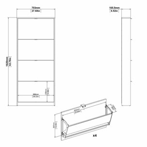 Scarpiera Desideria, Mobile portascarpe, Armadio da ingresso multiuso, Mobiletto per calzature, 70x17 h162 cm, Bianco