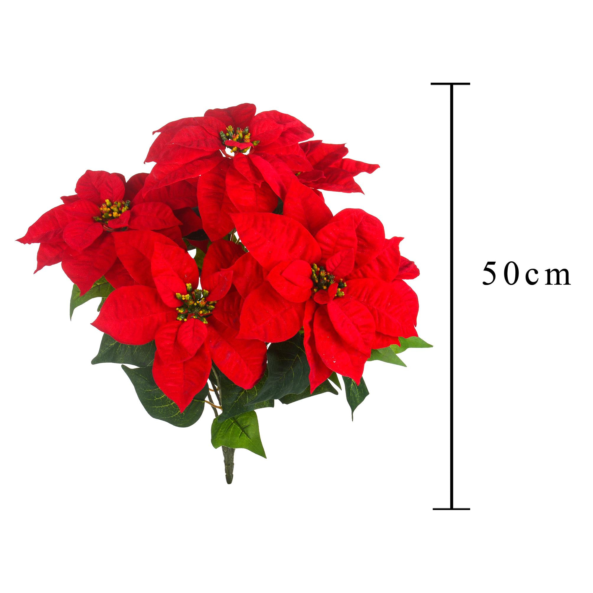 Cespuglio Stella Natale Con 7 Fiori. Altezza 50 Cm - Pezzi 1- 17X50X15cm - Colore: Rosso - Bianchi Dino