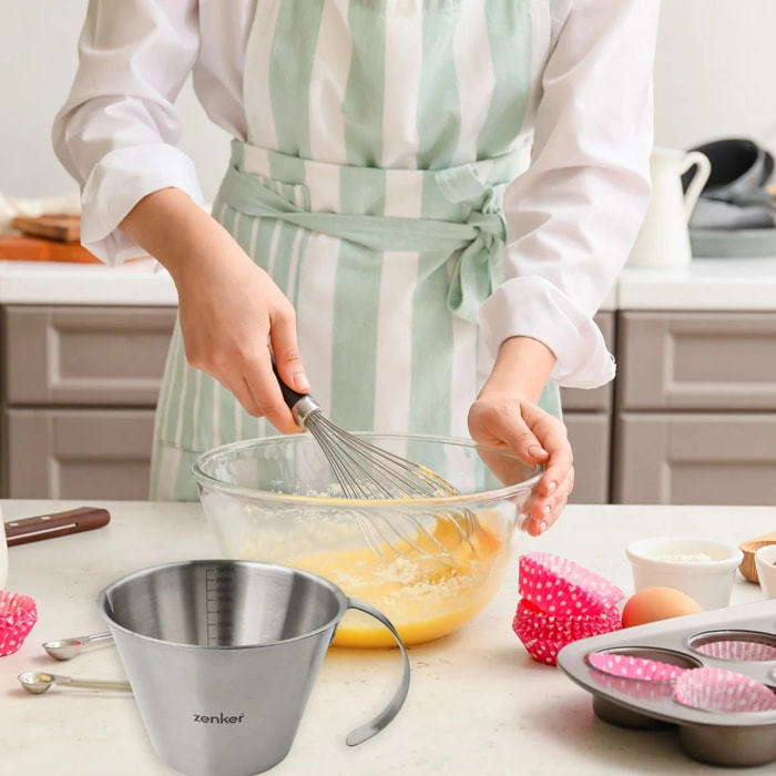 Set de 2 verres doseurs gradués en inox 250 ml et 1 litre Zenker