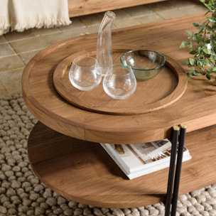 ALIDA - Table basse ovale 2 niveaux plateau amovible