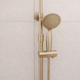 Colonne de douche Mécanique finition Or Doré Brossé - 133x26x52 cm - MOLLY GOLD