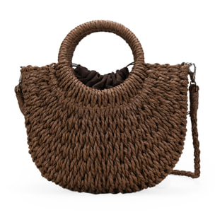 Bolso de esparto marrón tipo canasto