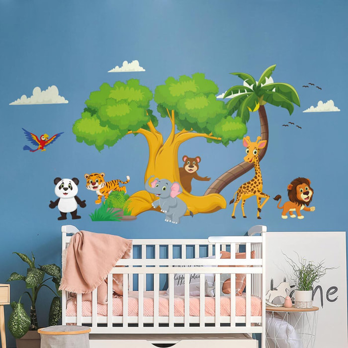 Stickers muraux | Sticker Mural Autocollant - ANIMAUX SOUS LES ARBRES - Stickers adhésifs
