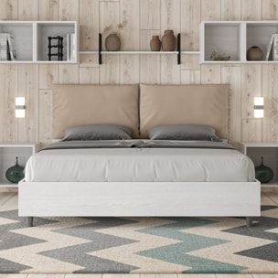Letto con rete 160x200 cuscinatura similpelle tortora Egos Antea