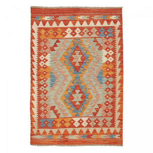 Tapis kilim au motif ethnique, tissé plat artisanal, VEROS