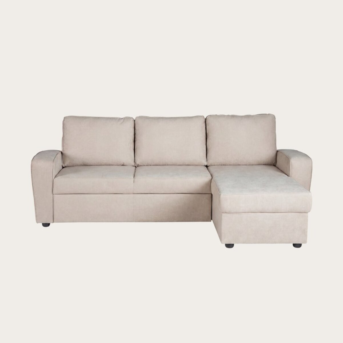 Canapé d'angle Kubor -textile, mousse pu, bois et panneau de particules-couleur beige 238 x 88 x 157 cm