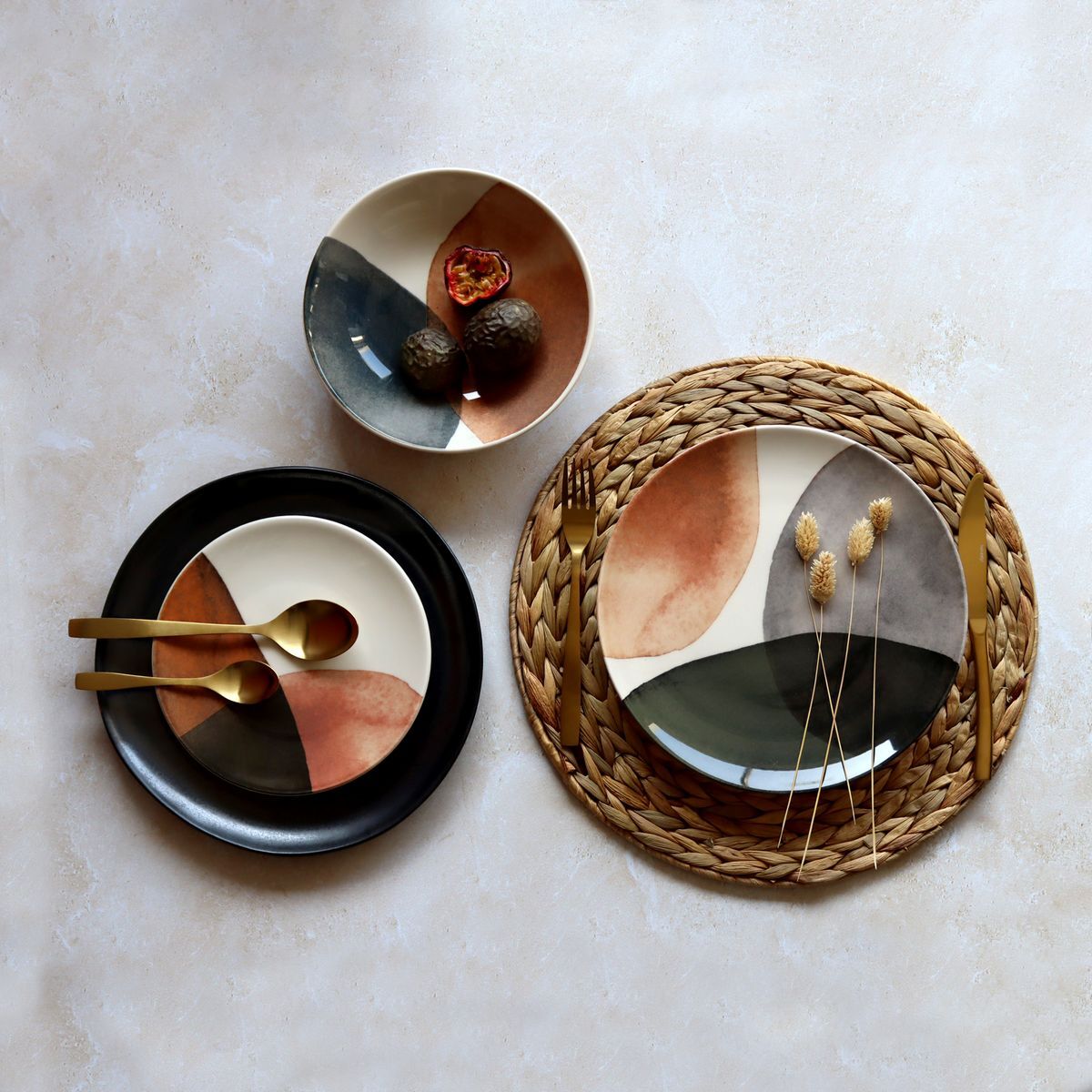 Lot de 6 assiettes plates en grès 26cm GAIA