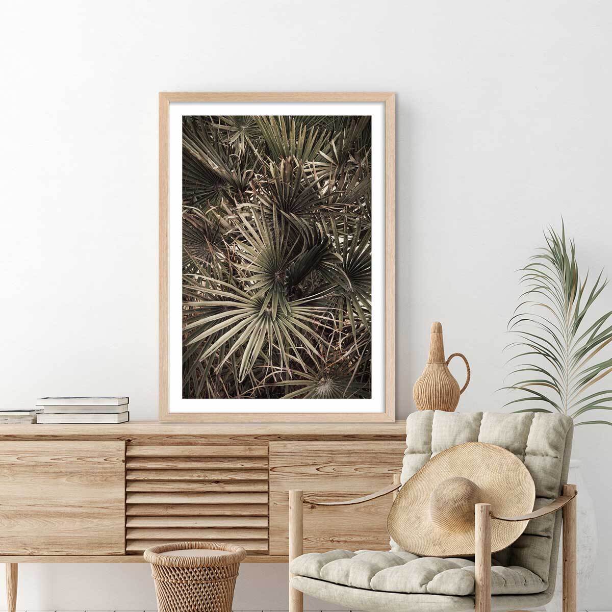 Poster tropicana mood Affiche + cadre en bois - Chêne