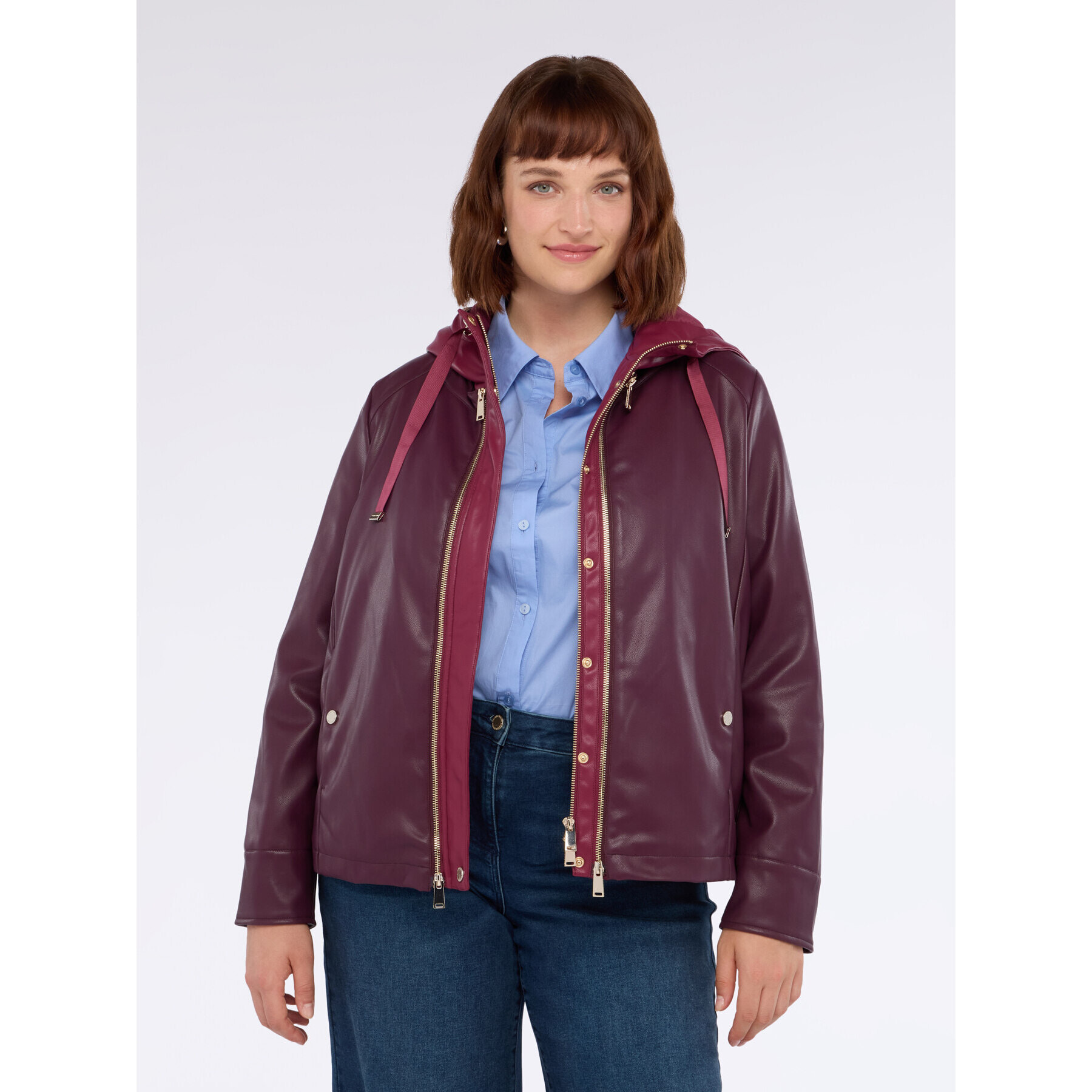 Fiorella Rubino - Chaqueta biker 3 en 1 - Burgundy