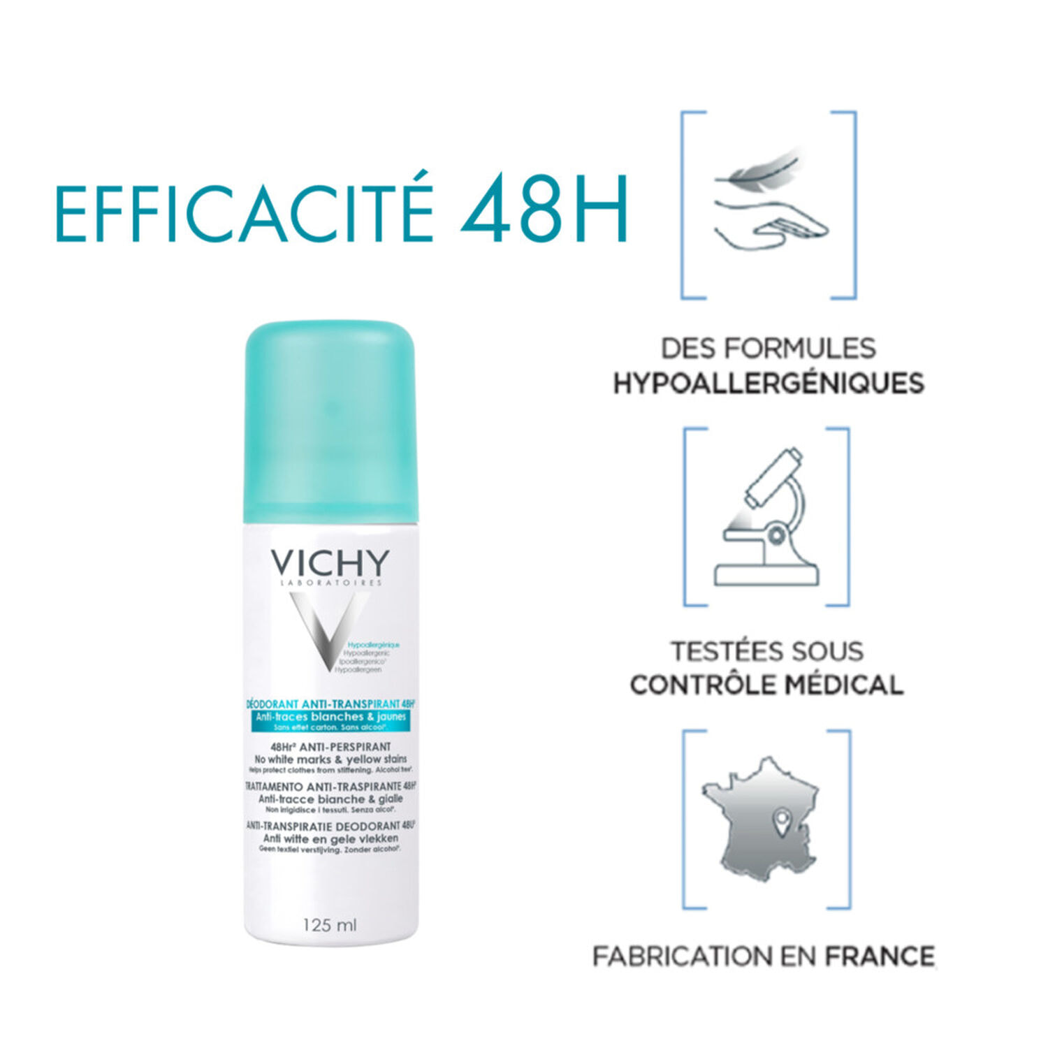 Déodorant 48h - Spray Anti-Transpirant & Anti-Traces 125 ml