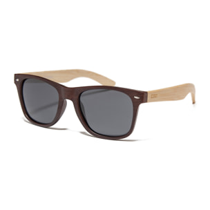 Gafas de sol OCEAN BEACH WOOD - Patillas en marrón oscuro mate y bambú y / Ahumada