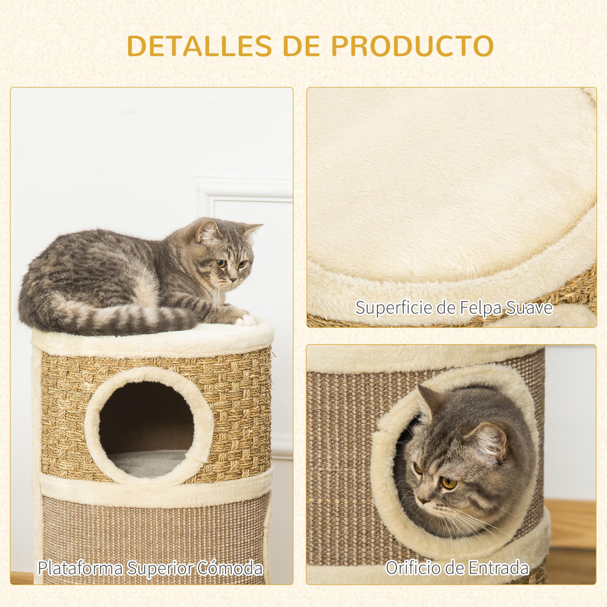 Barril Rascador para Gato de Felpa Sisal 4kg . Marrón y Beige