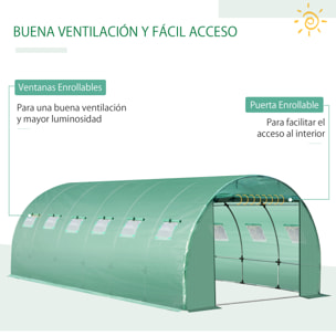 Cubierta de Invernadero Túnel 6x3x2m con 12 Ventanas y Puerta Enrollable Verde