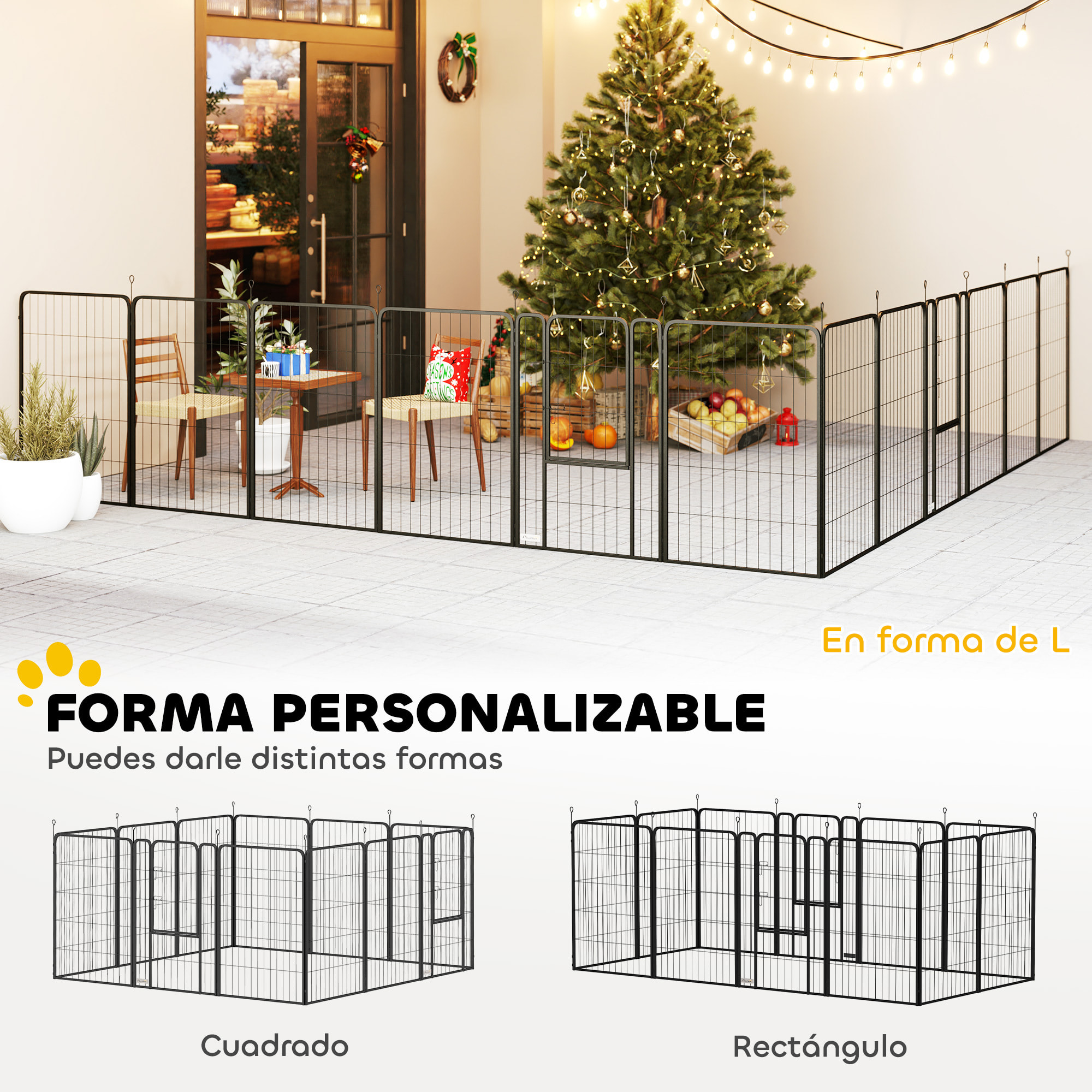 Parque para Perros de 12 Paneles de 100 cm de Altura, Vallas para Perros de Acero Resistente Plegable, con Puertas, para Interior y Exterior, Negro