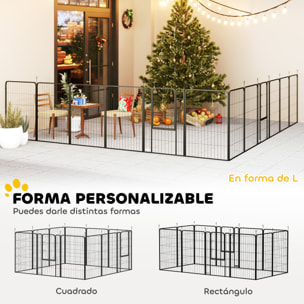 Parque para Perros de 12 Paneles de 100 cm de Altura, Vallas para Perros de Acero Resistente Plegable, con Puertas, para Interior y Exterior, Negro