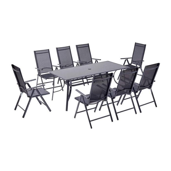 Table de jardin et 8 chaises en aluminium BARATHE