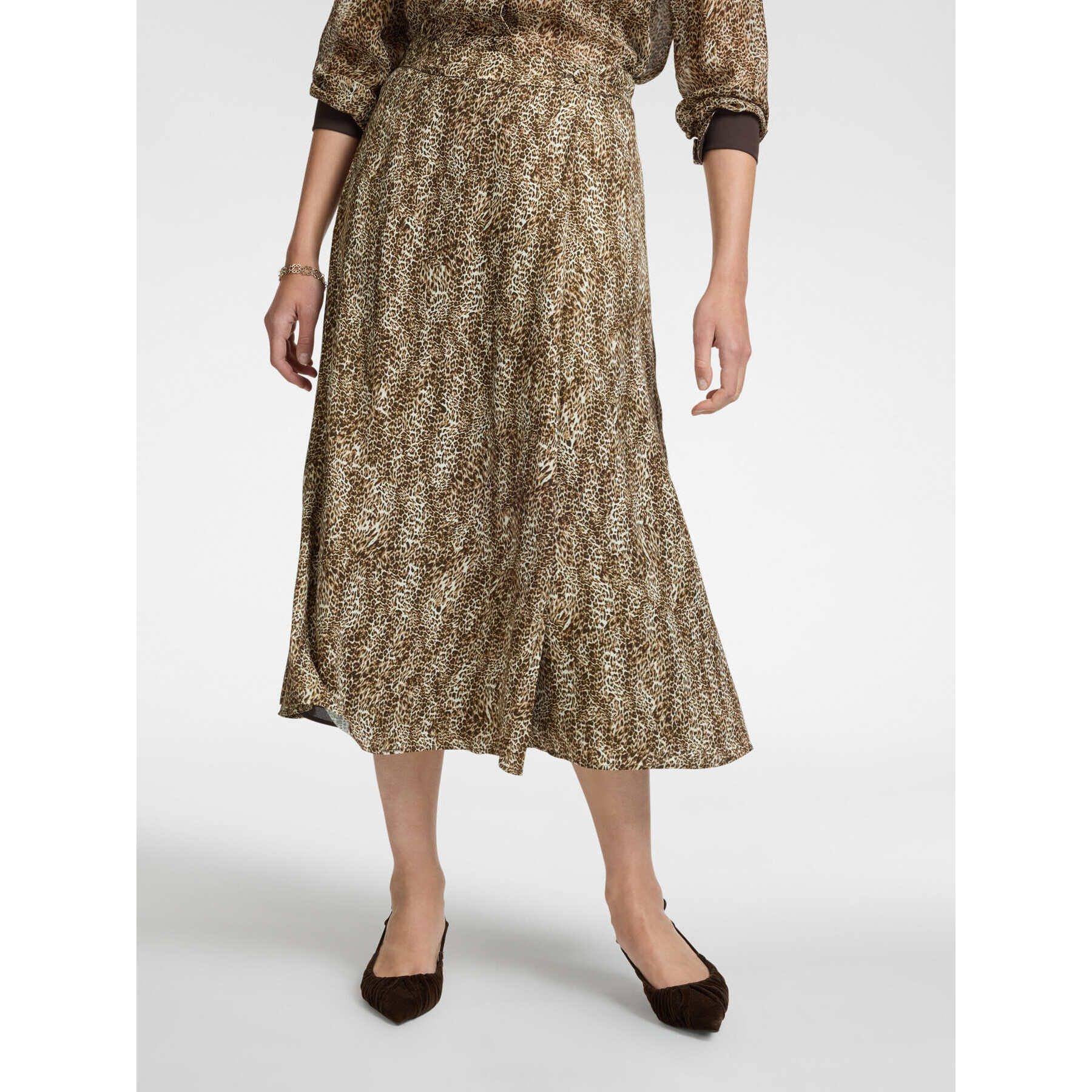 Elena Mirò - Falda cruzada estampada - Beige