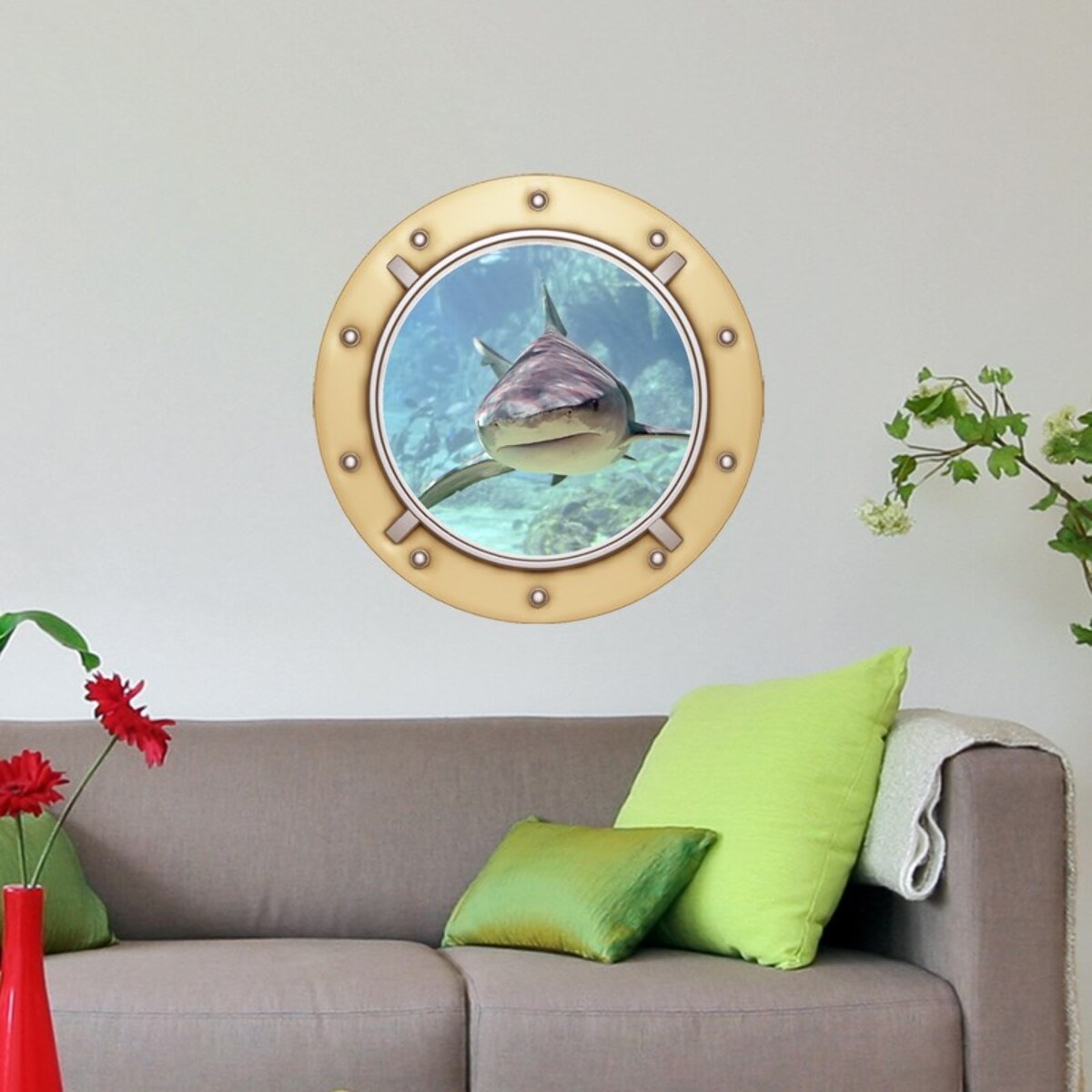 Stickers muraux 3D | Sticker Mural Autocollant effet REQUIN DESIGN - Stickers adhésifs 3D Chambre Salon Trompe l'oeil