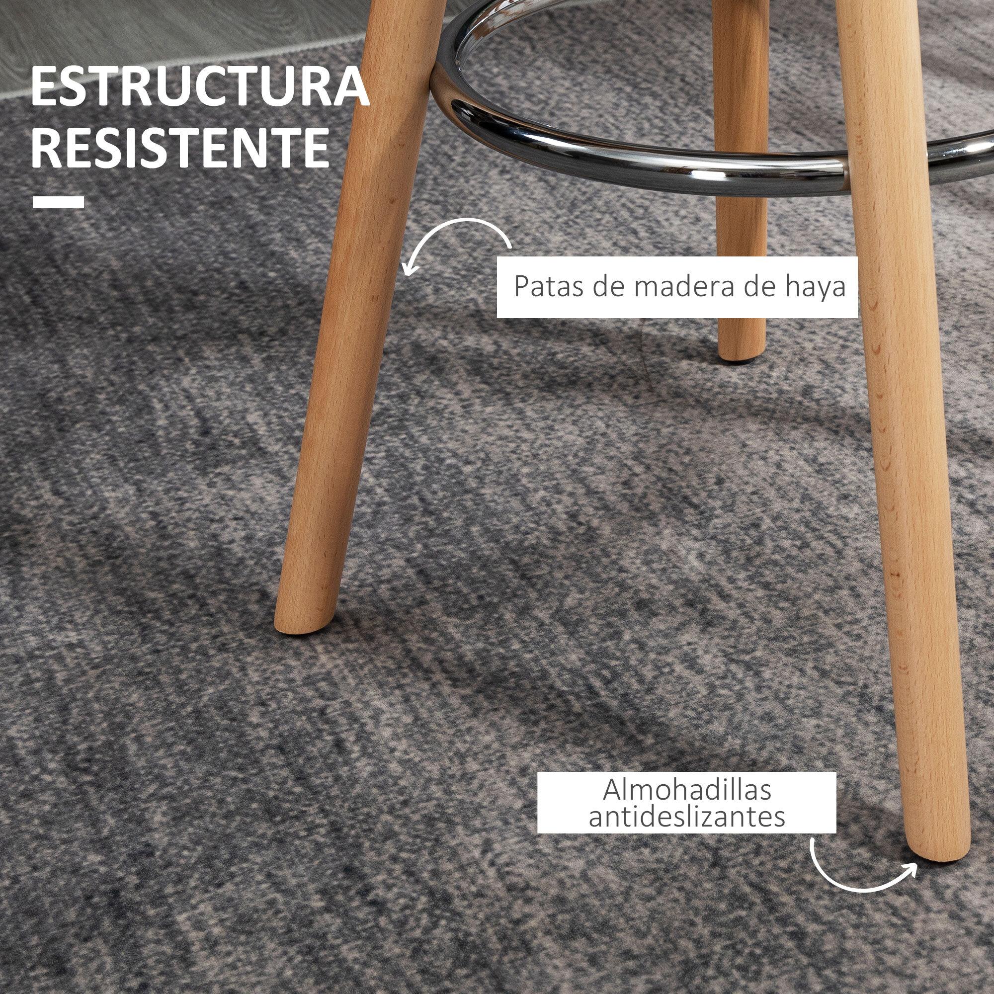 Juego de 2 Taburetes de Bar Tapizado en PU Taburetes Altos de Cocina con Asiento 70 cm de Altura Patas de Madera para Cocina Comedor 40x42x91 cm Blanco