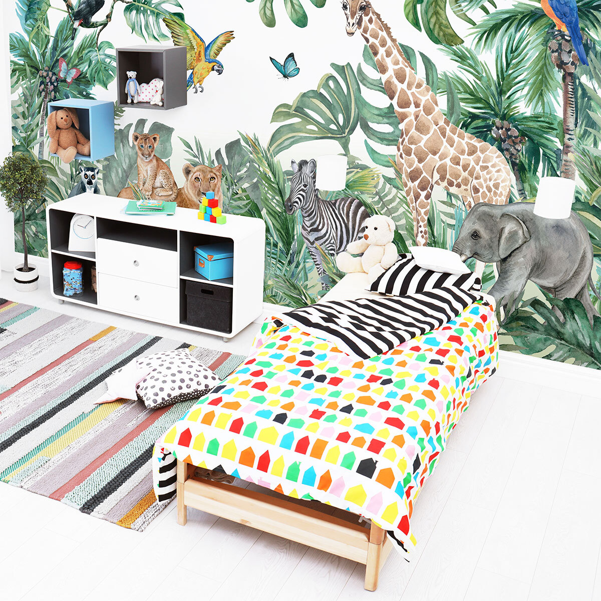 Papier peint panoramique jungle préencollé animaux des tropiques H 250 x L 480 cm