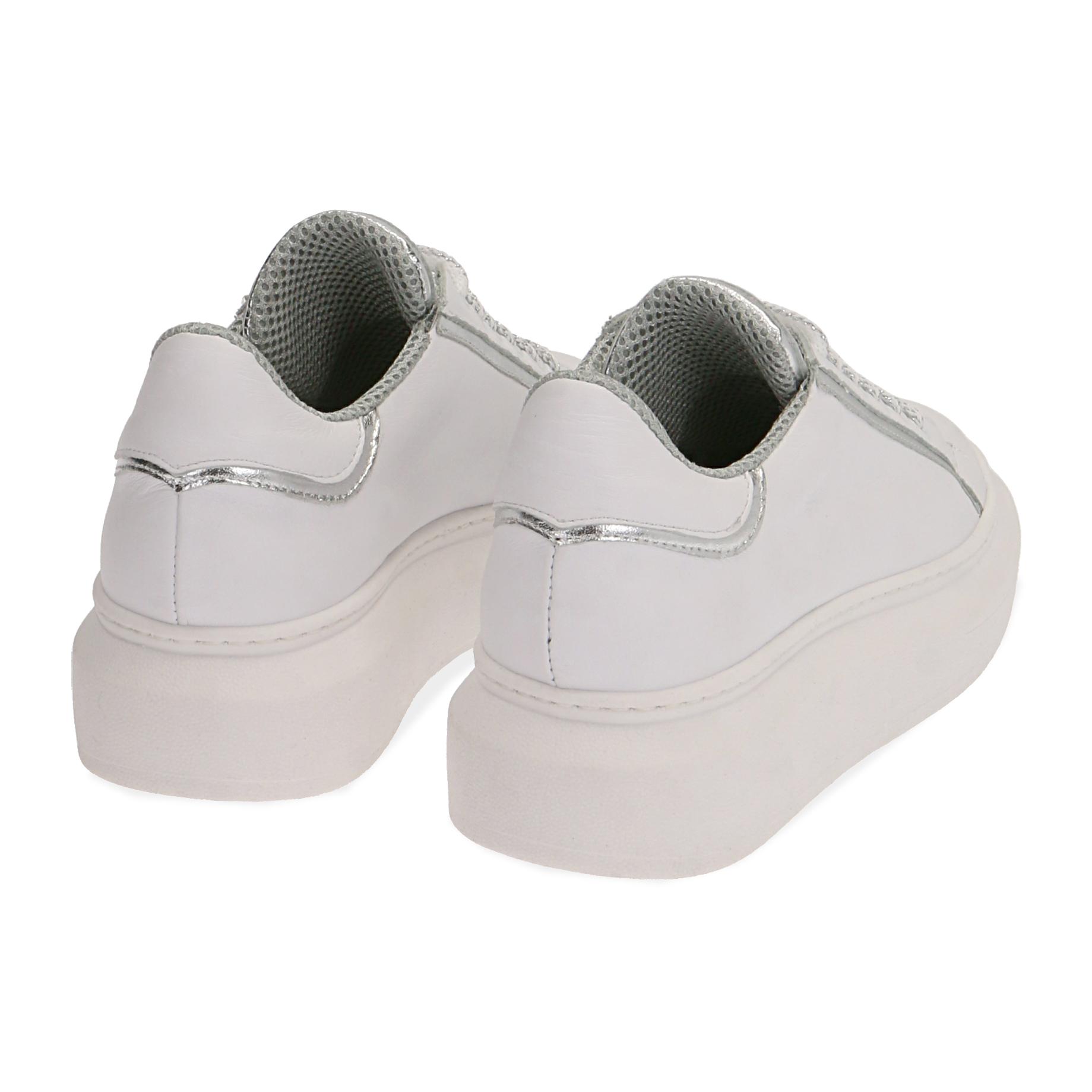 Sneakers bianco/argento in pelle