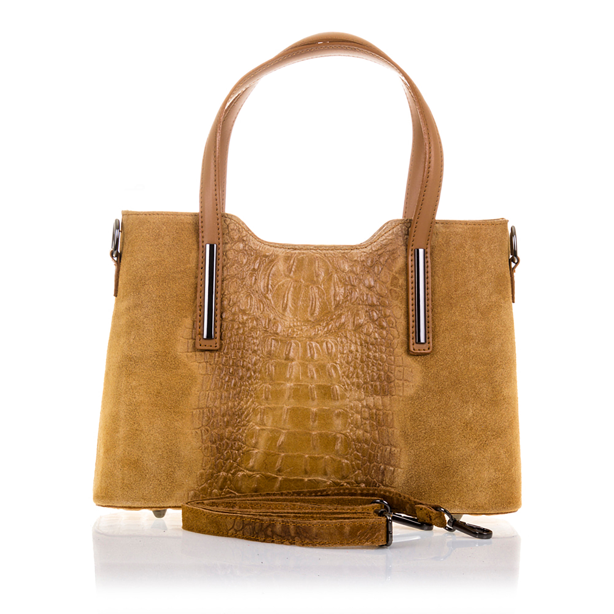 Fiesole Borsa tote Donna.Pelle autentica Camoscio Inciso Coccodrillo