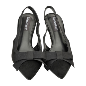 Decolletè in simil-pelle scamosciata con fiocco gross-grain