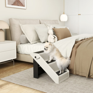 Escalier pour chien pliable - 3 marches antidérapantes - max. 10Kg - PP noir blanc cassé