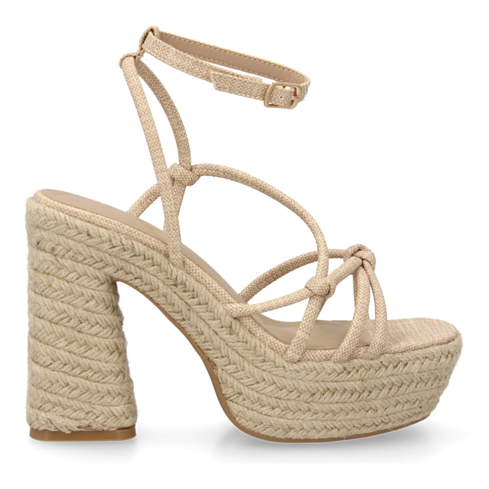 Sandalia de tacón de yute para mujer, comodas y elegantes, diseño moderno con tiras cruzadas
