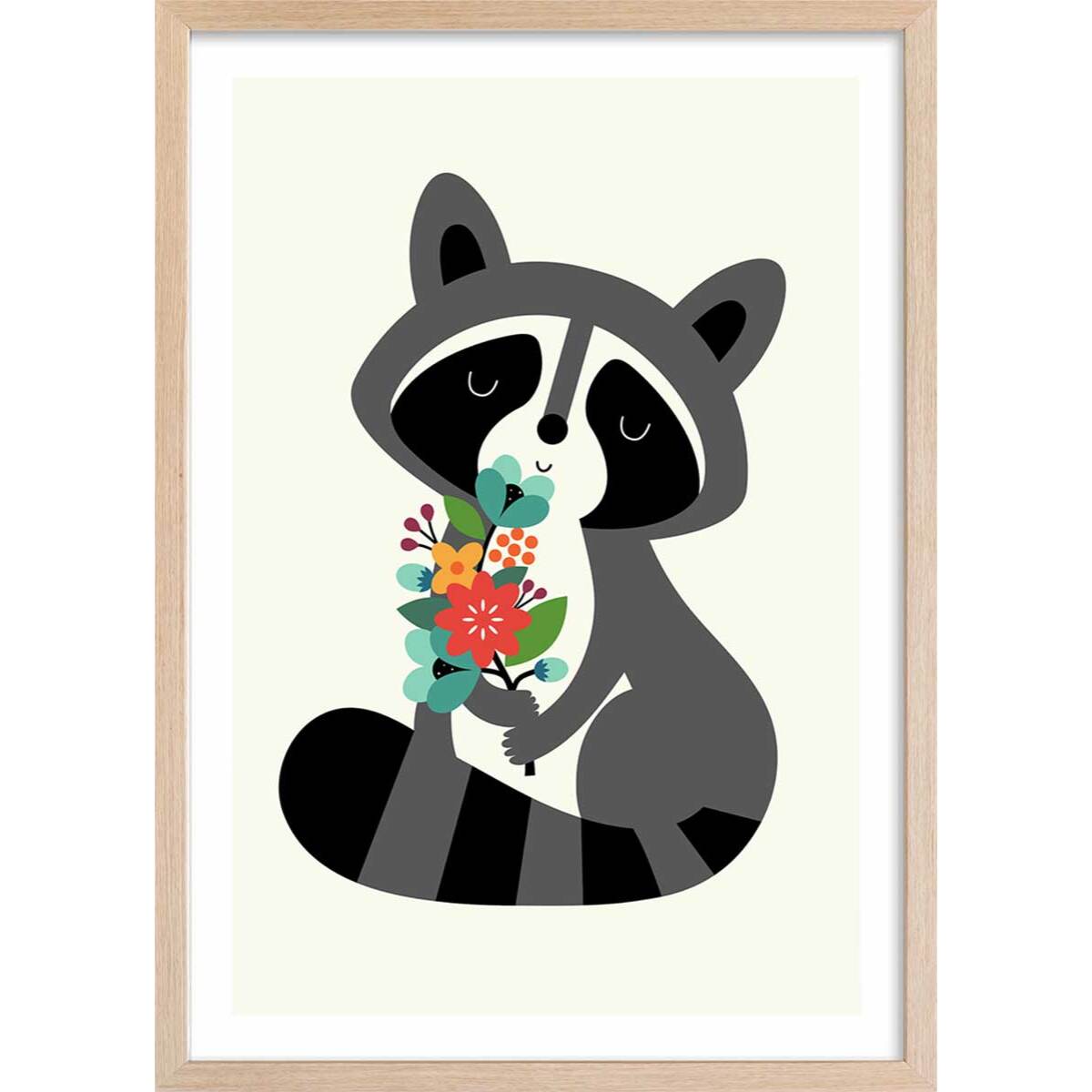 Affiche  orsetto lavatore Affiche + cadre en bois - Chêne